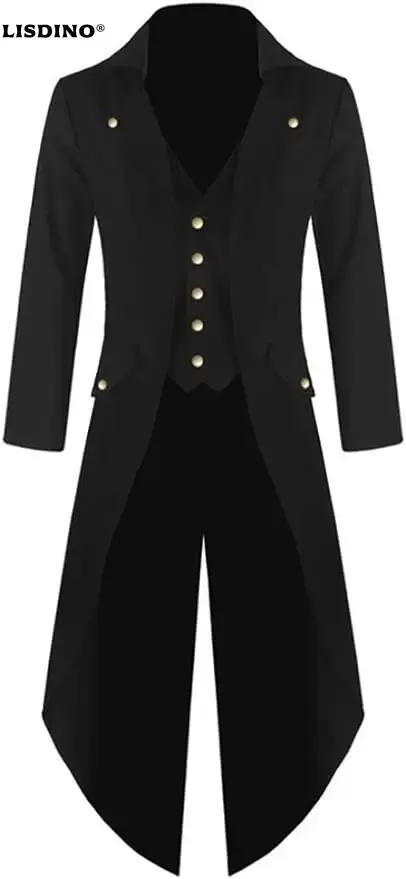 Vintage Trench Coat - เสื้อแจ็คเก็ตสตีมพังก์สไตล์โกธิคสำหรับผู้ชาย เสื้อโค้ทวิคตอเรียนแบบวินเทจ ชุดคอสตูมฮาโลวีน เสื้อทักซิโด้ ชุดยูนิฟอร์ม