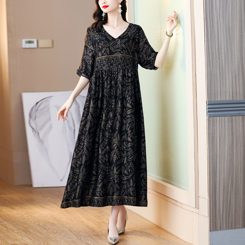 Vintage Fashion Runway - Zuoman ชุดเดรสมิดิสีเหลืองสไตล์โบโฮสำหรับผู้หญิง, เดรสแฟชั่นวินเทจ5XL ขนาดใหญ่พิเศษพิมพ์ลายเดรสรันเวย์