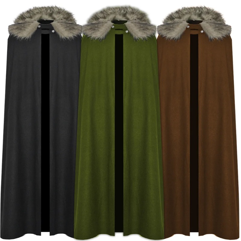 Vintage Trench Coat - ยุคกลางผู้ชายแฟชั่น Celtic Viking Retro Cape Coat