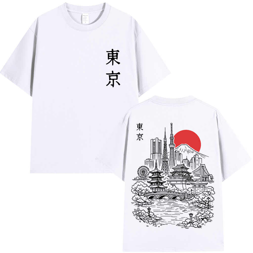 Vintage Fashion Tokyo - เสื้อยืดลายกราฟิกซากุระสไตล์ญี่ปุ่นโตเกียว แฟชั่นฮาราจูกุ คุณภาพสูง สำหรับผู้ชายและผู้หญิง เสื้อยืดลำลองผ้าฝ้ายทรงหลวม