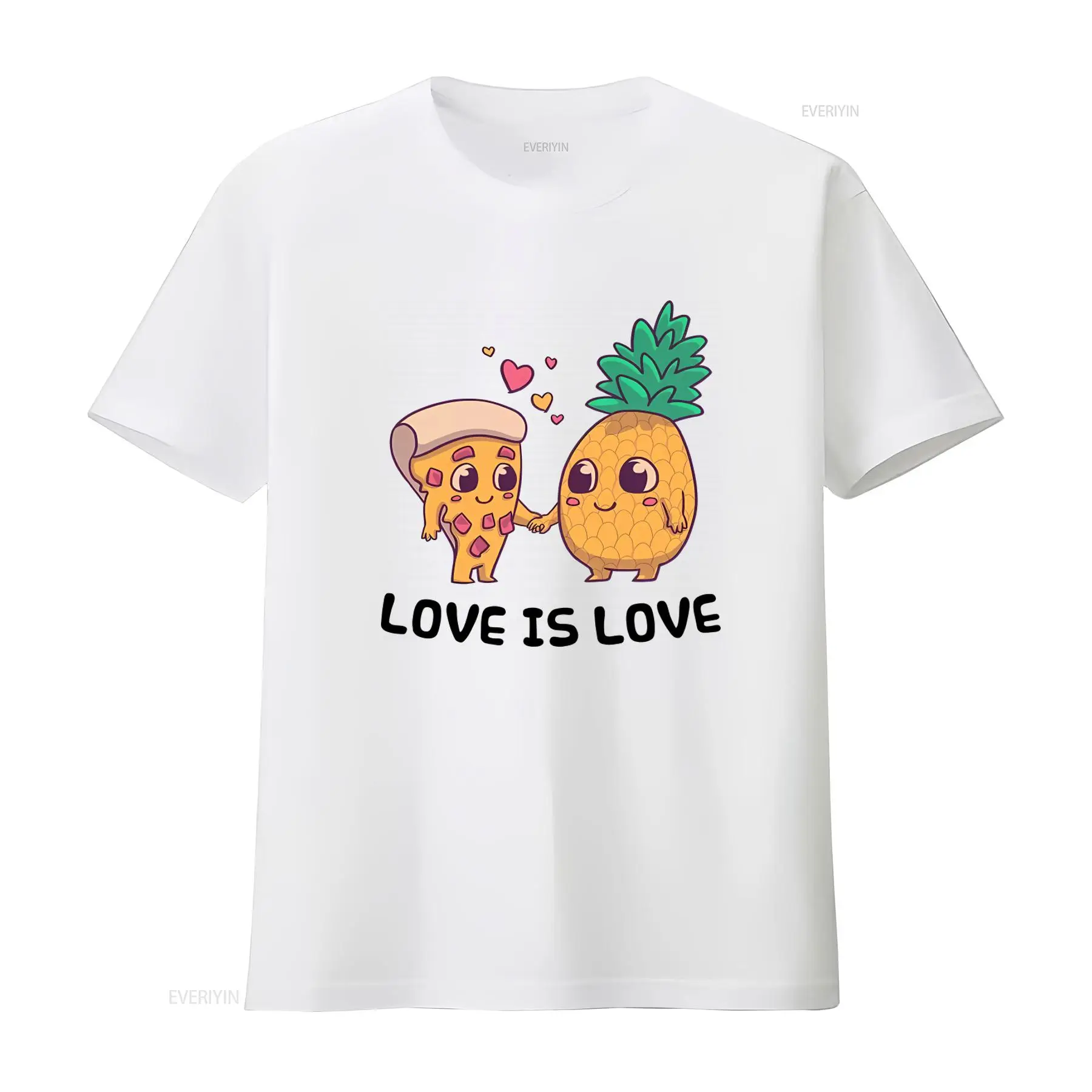 Vintage Fashion Community - เสื้อยืดลายพิซซ่าสับปะรดน่ารัก ดีไซน์ตลกสำหรับกลุ่ม LGBT เสื้อผ้าแฟชั่นสไตล์เกย์ไพรด์ วินเทจ ลุคย้อนยุค