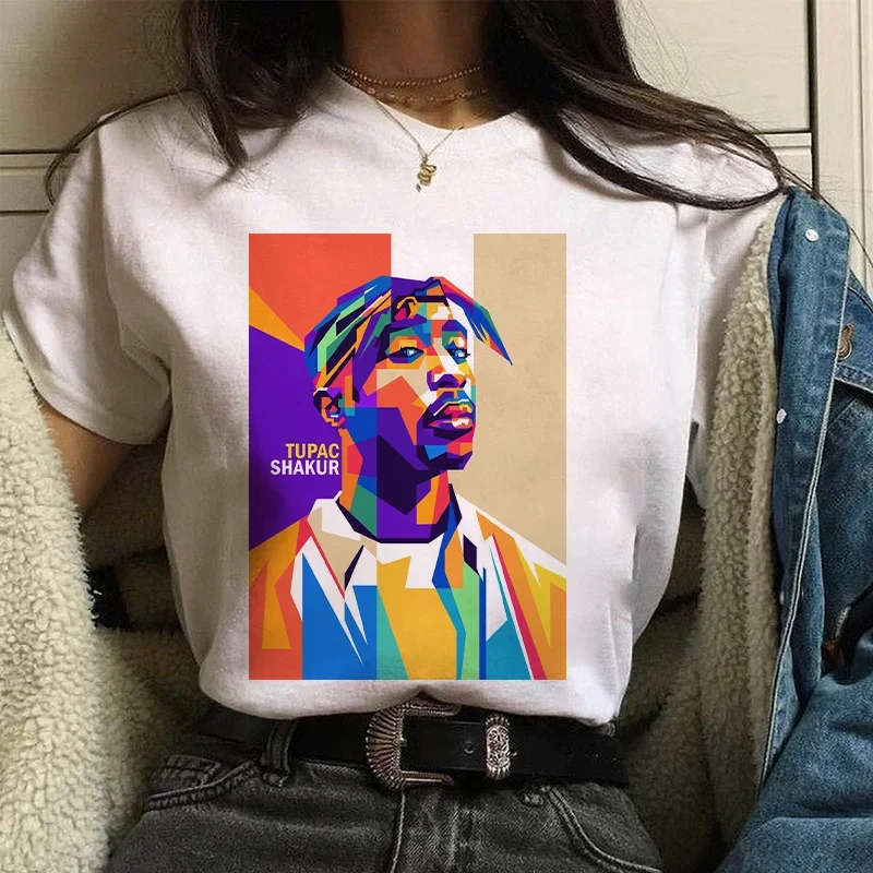 Tie Dye Shirt Vintage - Tupac เสื้อฮาราจูกุผู้หญิง, เสื้อยืดสตรีทแวร์สไตล์ฮาราจูกุเสื้อยืดผู้หญิงเสื้อยืดฮิปฮอปแร็ปเปอร์พิมพ์ลายกราฟิก