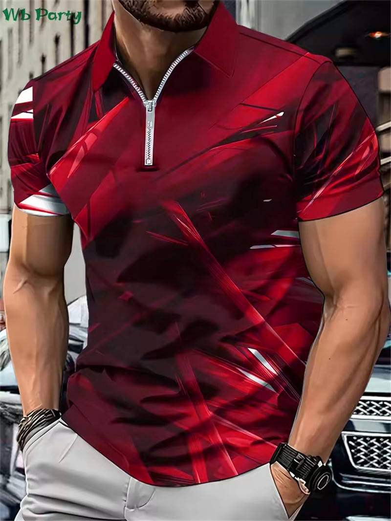 Tie Dye Shirt Vintage - แฟชั่นTie-Dyeผู้ชายซิปโปโลเสื้อยืดแขนสั้นฤดูร้อน 3dพิมพ์Street Gradient POLO Tee 6XL