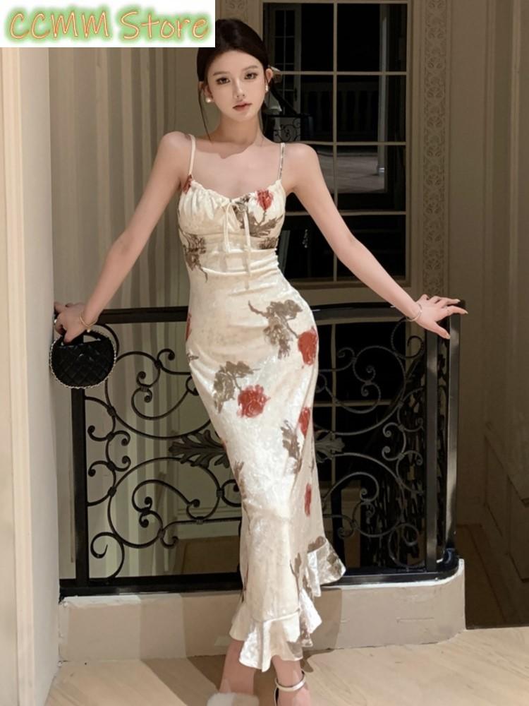 Vintage Fashion Runway - ชุดเดรสสายเดี่ยวพิมพ์ลายแฟชั่นฤดูร้อนใหม่สำหรับผู้หญิง เซ็กซี่ โชว์หลัง ทรงเข้ารูป เหมาะสำหรับงานปาร์ตี้ คลับ
