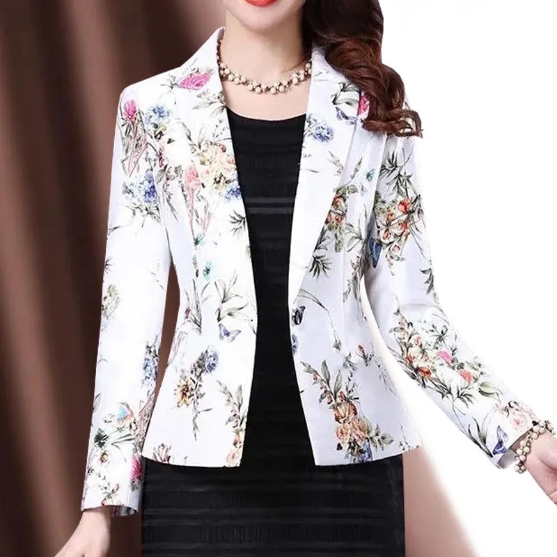Vintage Trench Coat - เสื้อสูทผู้หญิงสไตล์เกาหลี รุ่นใหม่ประจำฤดูใบไม้ผลิ 2026 แบบกระดุมเดียว ผ้าแจ็คการ์ด ทรงเข้ารูป