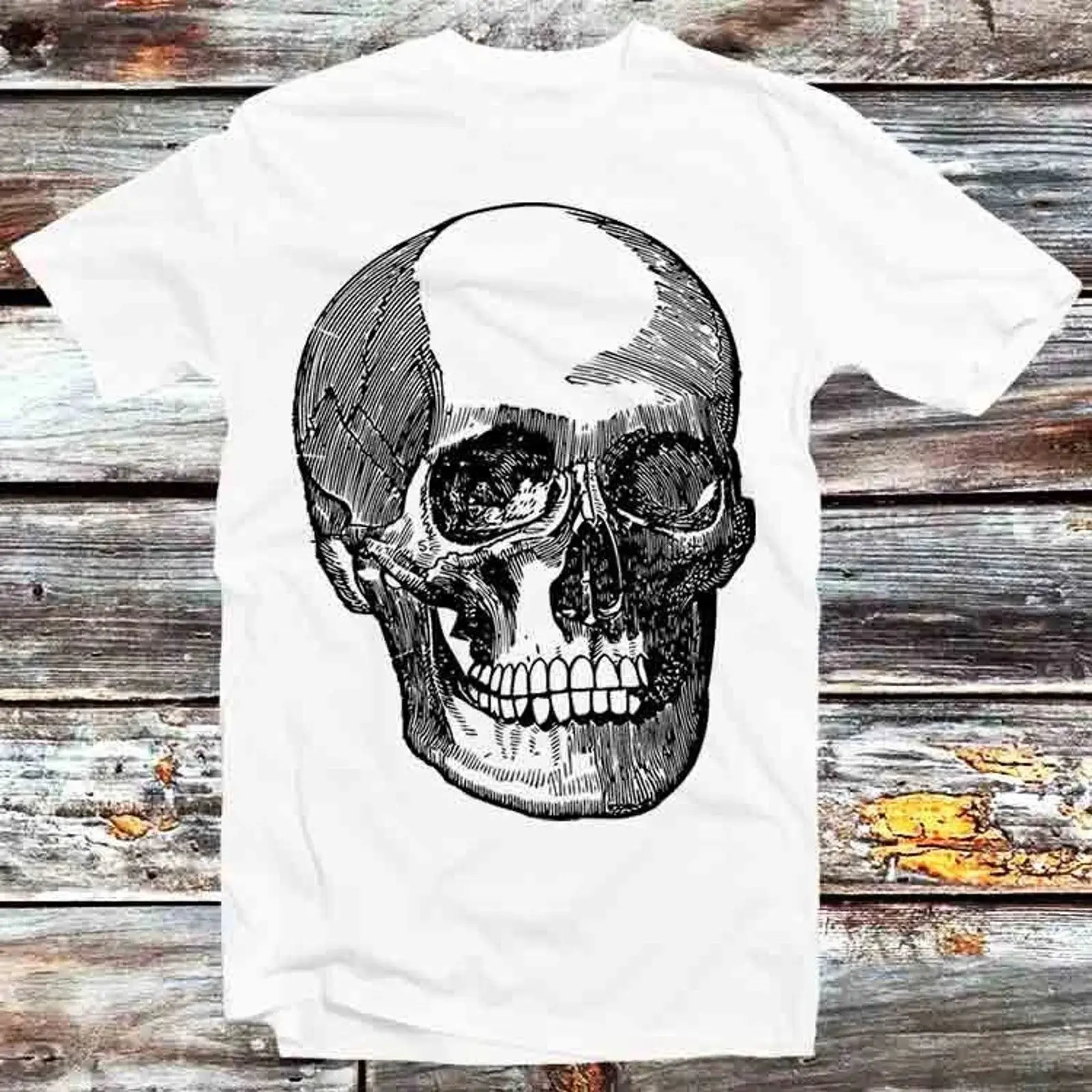 Vintage Fashion Sketches - เสื้อยืดลายกะโหลกอวกาศสุดหลอน สไตล์สยองขวัญ ไซไฟ สเก็ตช์ รุ่น B1375