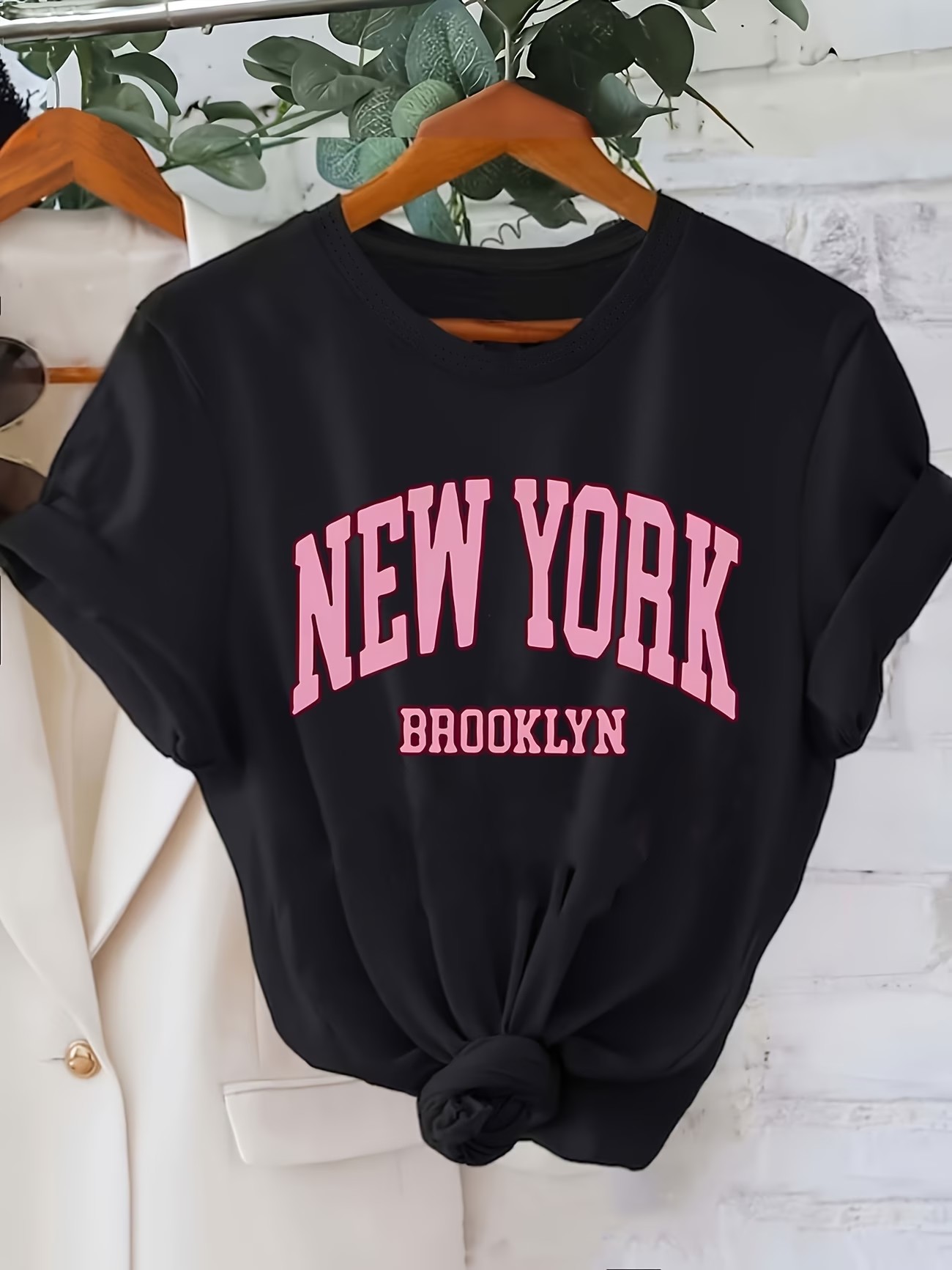 Vintage Fashion New York - เสื้อยืดแฟชั่น นิวยอร์ก บรูคลิน พิมพ์ลายตัวอักษร เสื้อแขนสั้น เสื้อผ้าฤดูร้อน