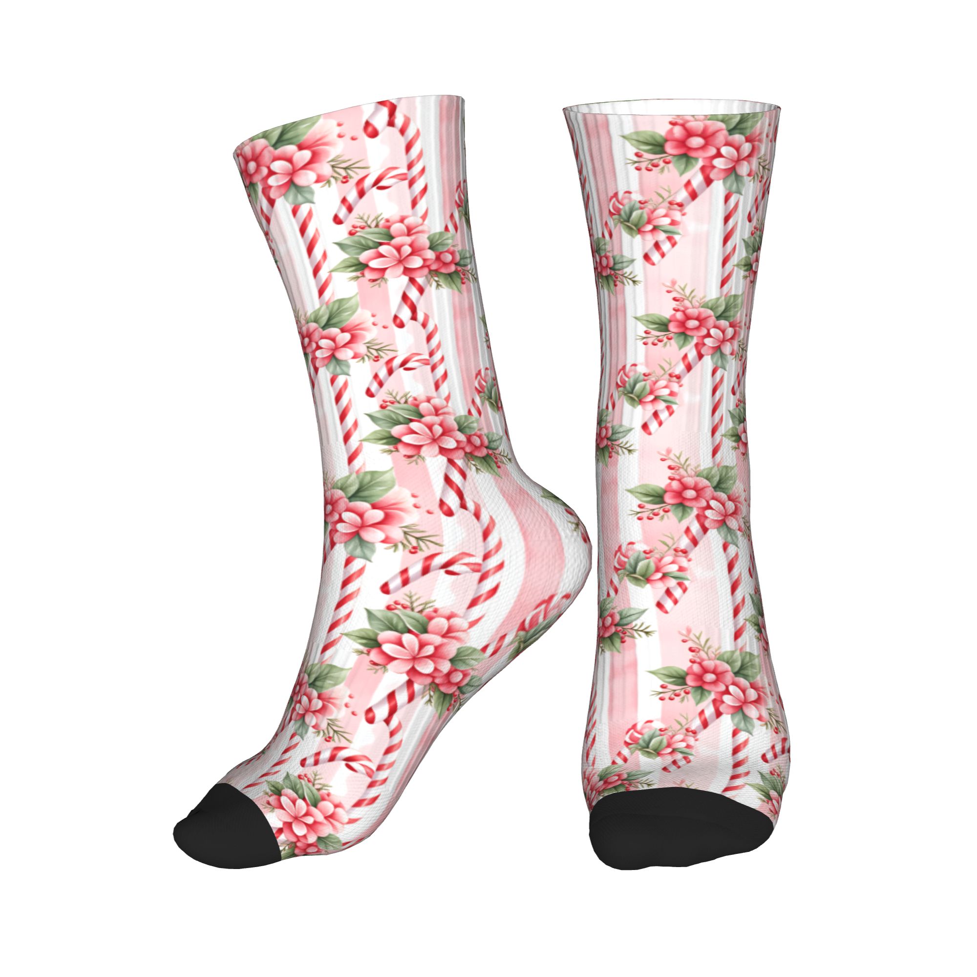 Vintage Fashion Mens - แฟชั่นการพิมพ์ลายวินเทจสีชมพูลายคริสต์มาสถุงเท้าสำหรับผู้ชายผู้หญิงยืดฤดูร้อนฤดูใบไม้ร่วงฤดูหนาวถุงเท้าลูกเรือ