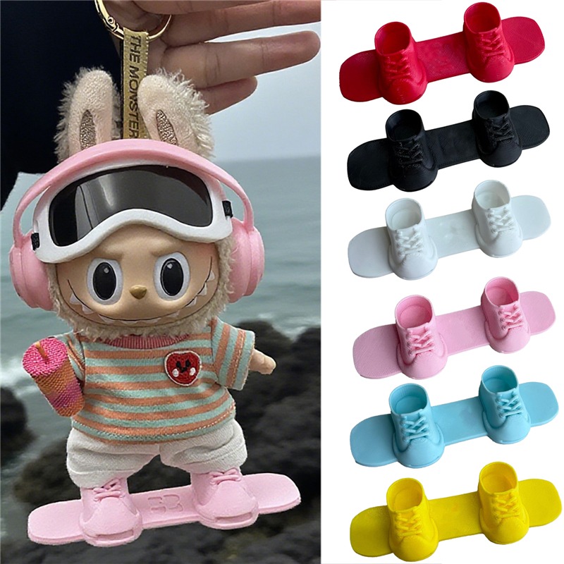 Vintage Fashion Dolls - เสื้อผ้าสำหรับตุ๊กตา Labubu ขนาด 15-17 ซม. ชุดสโนว์บอร์ดแนววินเทจ