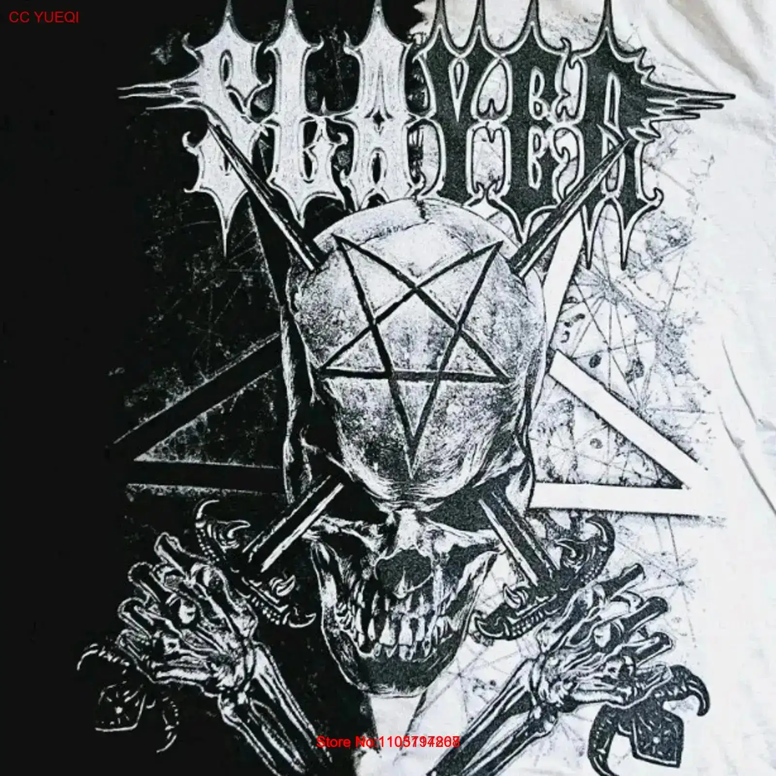 Tie Dye Shirt Vintage - เสื้อยืดลายหัวกะโหลกสีดำขาวสไตล์ Thrash Heavy Metal ของวง Slayer