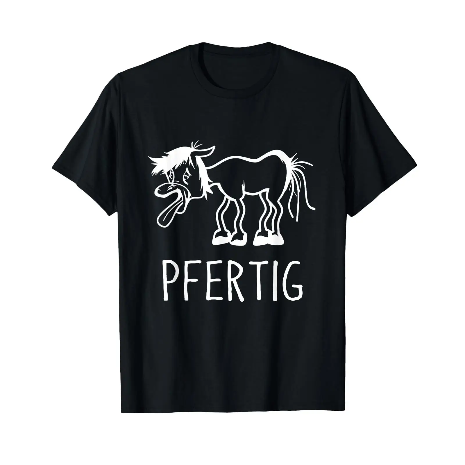 Vintage Fashion Ads - เสื้อยืดลายการ์ตูนม้าสุดฮา ข้อความล้อเลียน ตลก ขำขัน สีดำ ทรงวินเทจ