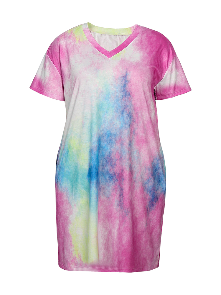 ขนาดบวกของผู้หญิงชุดลําลองหรูห - Tie Dye Shirt Vintage บทวิจารณ์และราคา