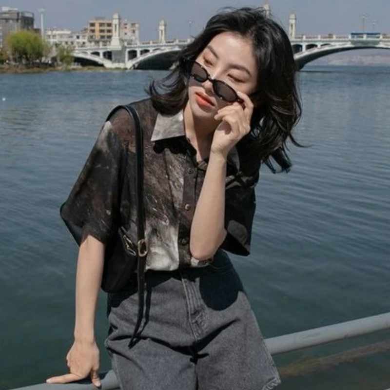 เสื้อผู้หญิงเท่ๆตรงลำลองสตรีทแ - Tie Dye Shirt Vintage บทวิจารณ์และราคา