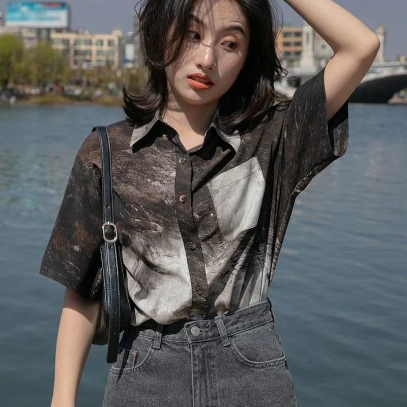 เสื้อผู้หญิงเท่ๆตรงลำลองสตรีทแ - Tie Dye Shirt Vintage บทวิจารณ์และราคา