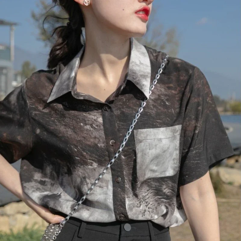 เสื้อผู้หญิงเท่ๆตรงลำลองสตรีทแ - Tie Dye Shirt Vintage บทวิจารณ์และราคา