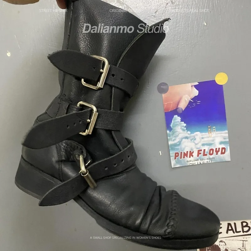 รองเท้าบูทหนังแท้สไตล์วินเทจสำ - Vintage Fashion Mens บทวิจารณ์และราคา