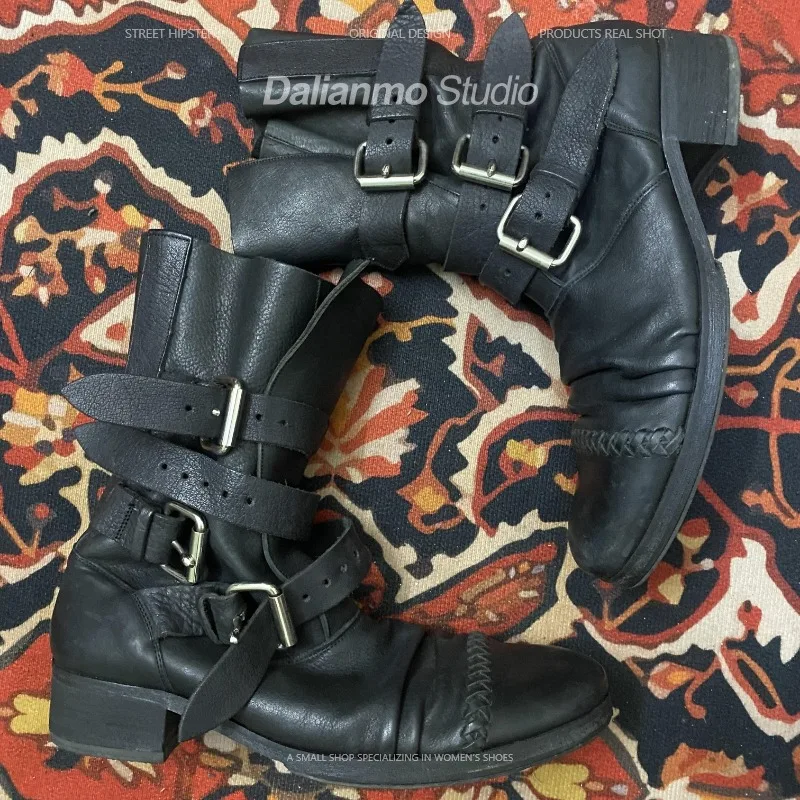 รองเท้าบูทหนังแท้สไตล์วินเทจสำ - Vintage Fashion Mens บทวิจารณ์และราคา