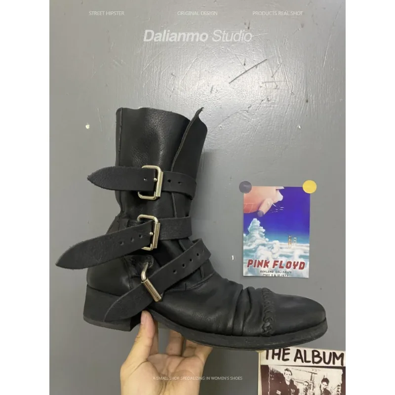 รองเท้าบูทหนังแท้สไตล์วินเทจสำ - Vintage Fashion Mens บทวิจารณ์และราคา