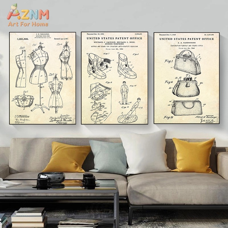 AZNM ภาพพิมพ์ลายแฟชั่นวินเทจบน - Vintage Fashion Sketches บทวิจารณ์และราคา