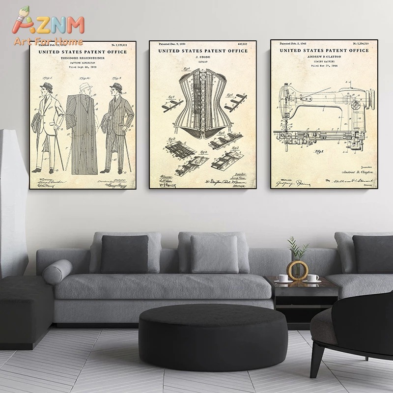 AZNM ภาพพิมพ์ลายแฟชั่นวินเทจบน - Vintage Fashion Sketches บทวิจารณ์และราคา