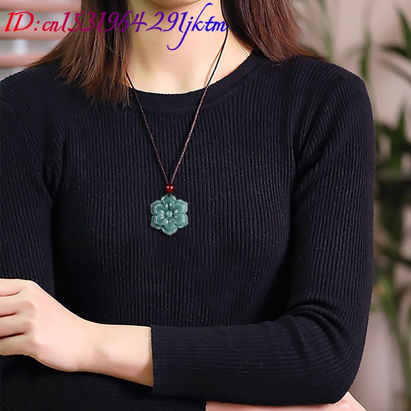 จี้หยกพม่ารูปดอกไม้ สร้อยคอ หิ - Vintage Fashion บทวิจารณ์และราคา