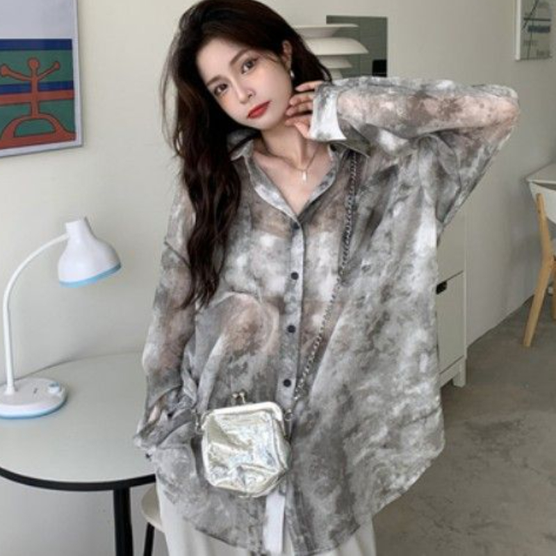 Tie Dyeเสื้อผู้หญิงหลวมครีมกัน - Tie Dye Shirt Vintage บทวิจารณ์และราคา