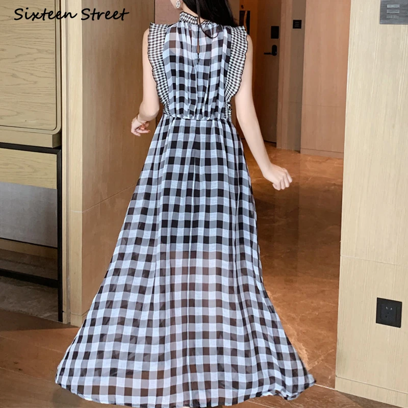 ลายสก๊อตชุดผู้หญิง O-คอเอวสูงช - Vintage Fashion Runway บทวิจารณ์และราคา
