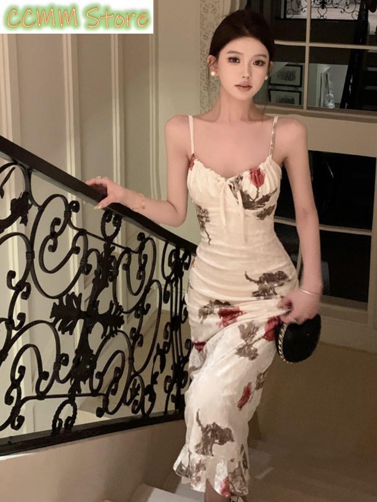 ชุดเดรสสายเดี่ยวพิมพ์ลายแฟชั่น - Vintage Fashion Runway บทวิจารณ์และราคา