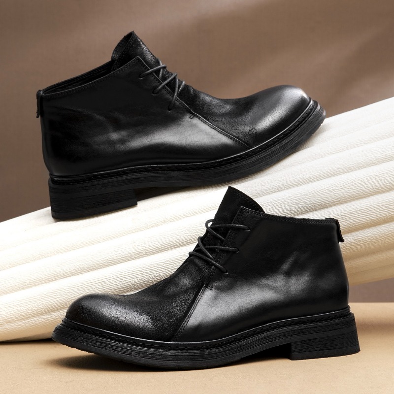 รองเท้าบูทหนังแท้สไตล์วินเทจสำ - Vintage Fashion Mens บทวิจารณ์และราคา