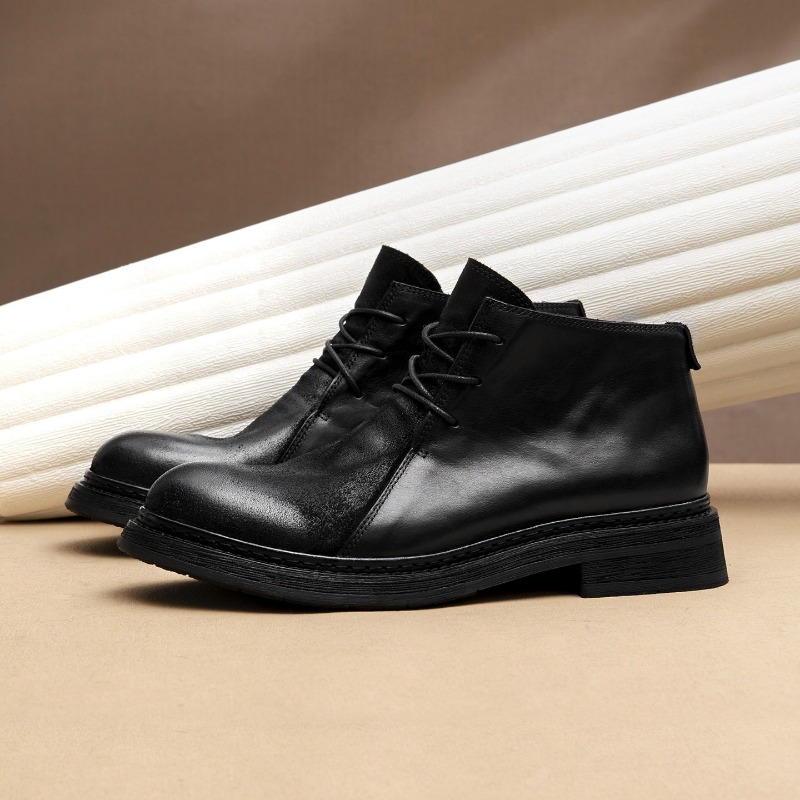 รองเท้าบูทหนังแท้สไตล์วินเทจสำ - Vintage Fashion Mens บทวิจารณ์และราคา