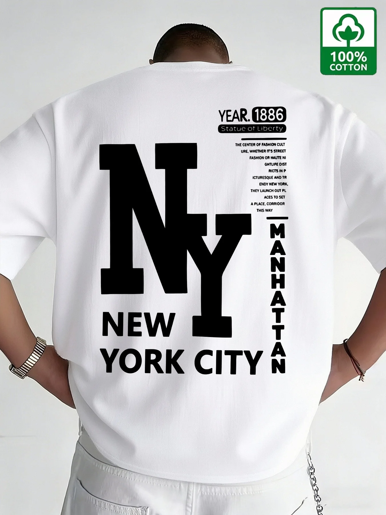 เสื้อยืดผู้ชาย NYC ผ้าฝ้าย พิม - Vintage Fashion New York บทวิจารณ์และราคา