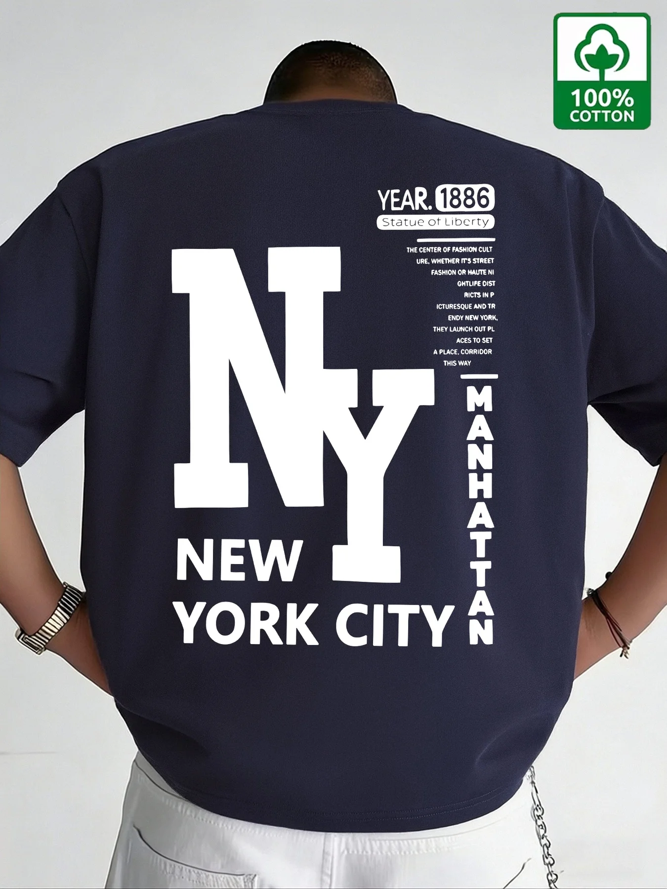 เสื้อยืดผู้ชาย NYC ผ้าฝ้าย พิม - Vintage Fashion New York บทวิจารณ์และราคา