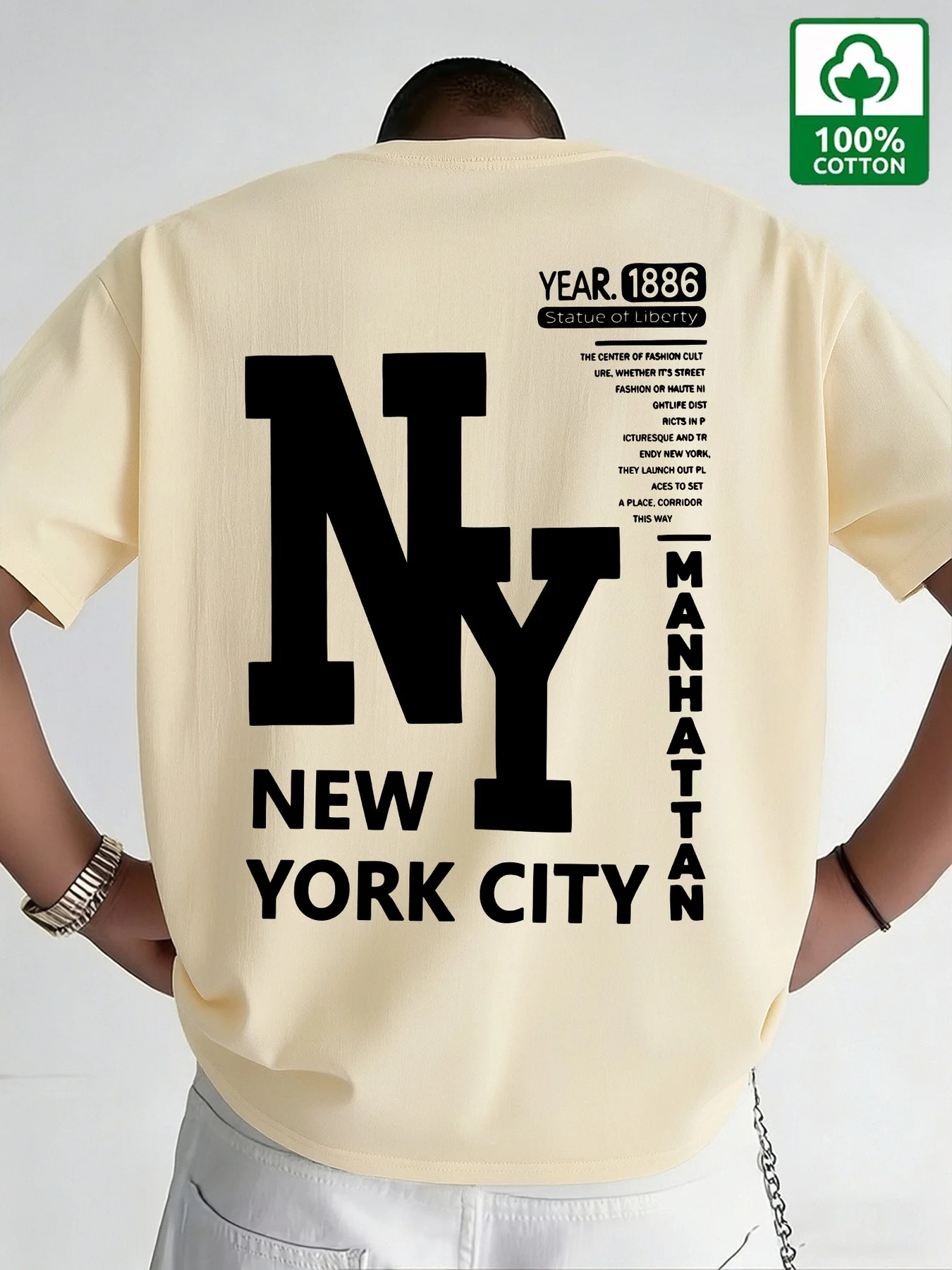 เสื้อยืดผู้ชาย NYC ผ้าฝ้าย พิม - Vintage Fashion New York บทวิจารณ์และราคา