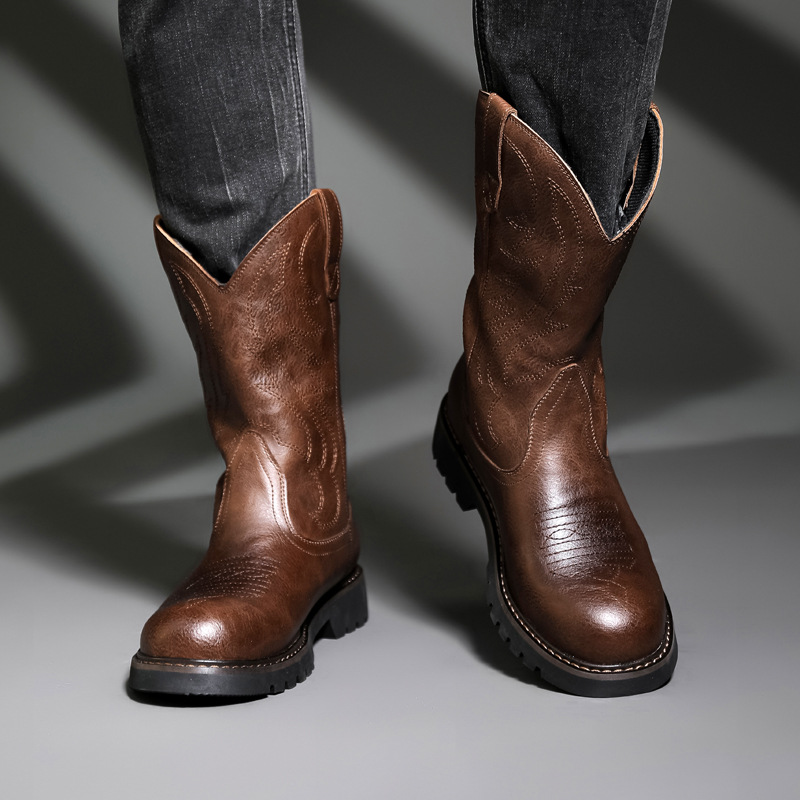 รองเท้าบูทคาวบอยผู้ชายแฟชั่น ร - Vintage Fashion Mens บทวิจารณ์และราคา