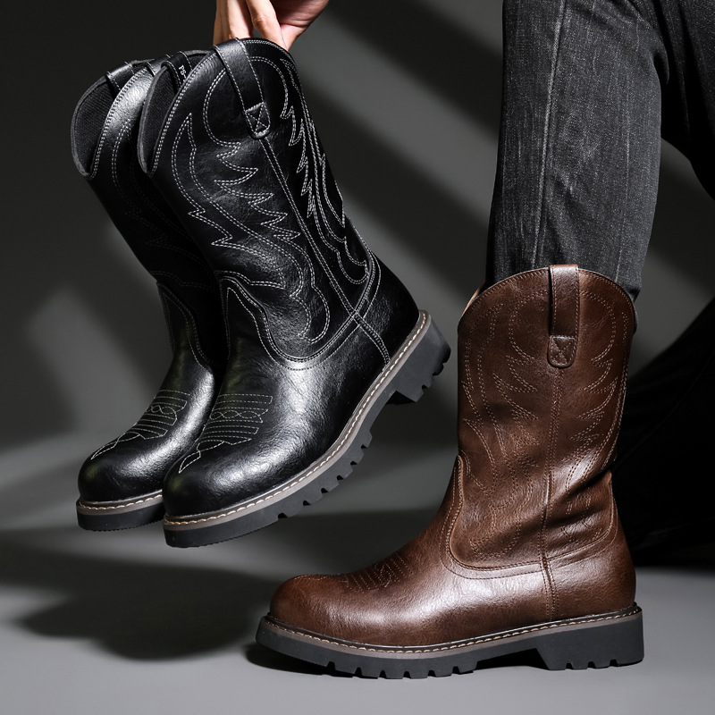 รองเท้าบูทคาวบอยผู้ชายแฟชั่น ร - Vintage Fashion Mens บทวิจารณ์และราคา