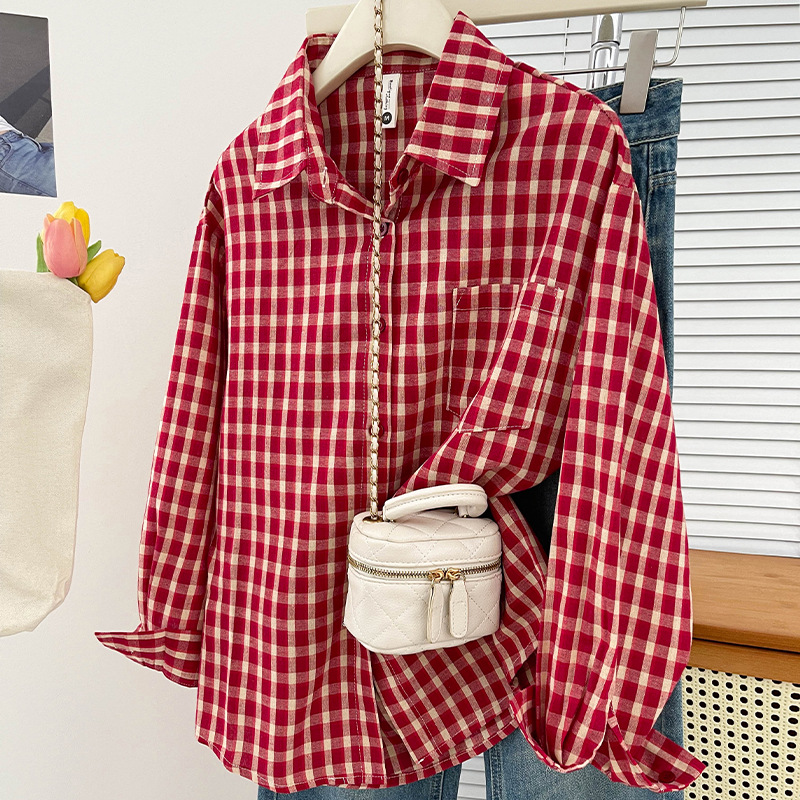 เสื้อเชิ้ตลายสก๊อตสไตล์เกาหลีส - Vintage Fashion บทวิจารณ์และราคา