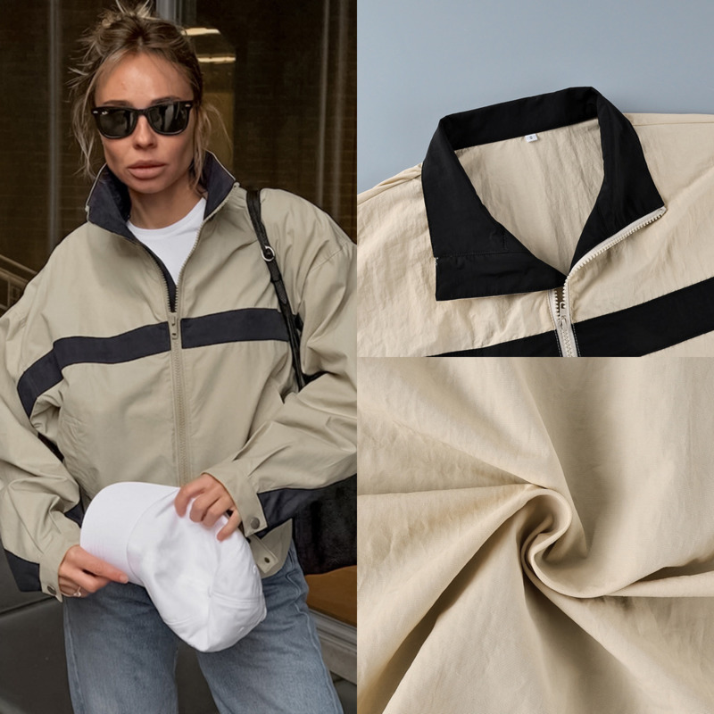 เสื้อแจ็คเก็ตกันลมผู้หญิง คอตั - Vintage Windbreaker Nylon บทวิจารณ์และราคา