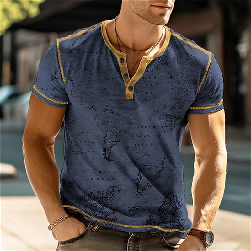 เสื้อเชิ้ตเฮนรี่ผู้ชาย ลายพิมพ - Vintage Fashion Mens บทวิจารณ์และราคา