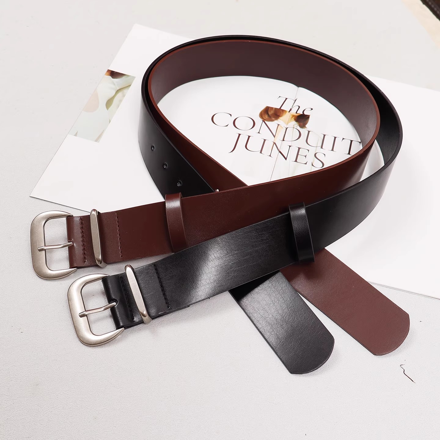 เข็มขัดหนังแท้สไตล์วินเทจสำหรั - Vintage Fashion Runway บทวิจารณ์และราคา