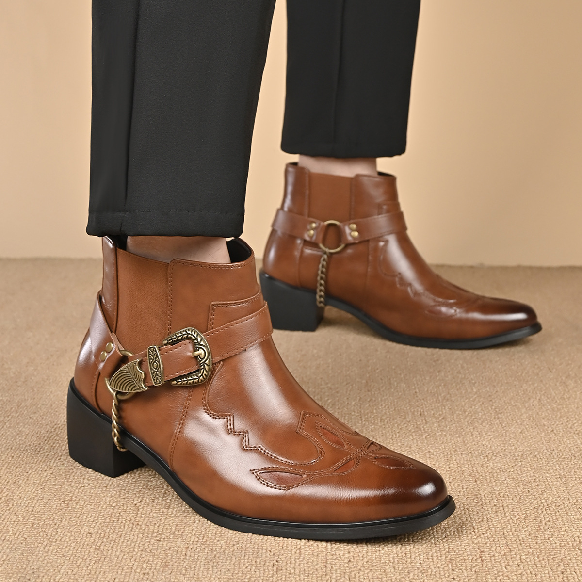 รองเท้าบูทคาวบอยวินเทจหนังแท้ท - Vintage Fashion Mens บทวิจารณ์และราคา