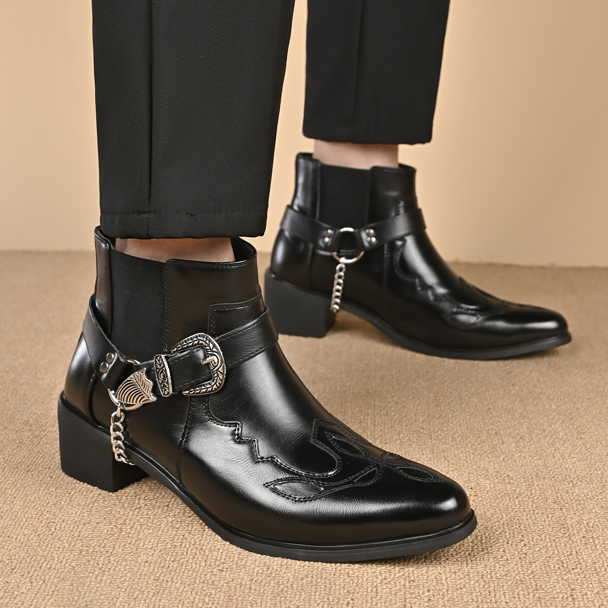 รองเท้าบูทคาวบอยวินเทจหนังแท้ท - Vintage Fashion Mens บทวิจารณ์และราคา