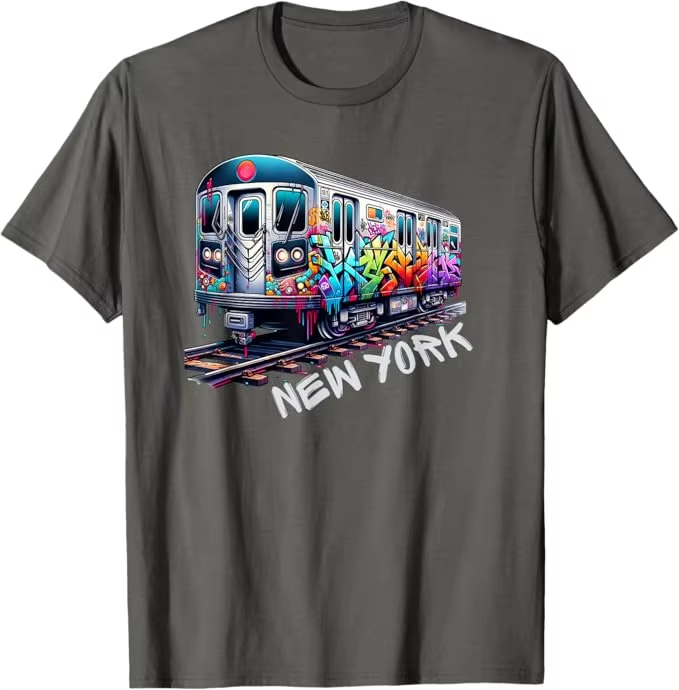 เสื้อยืดลายกราฟฟิตี้รถไฟนิวยอร - Vintage Fashion New York บทวิจารณ์และราคา