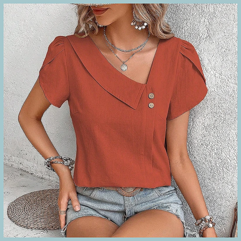 เสื้อเบลาส์สีพื้นสไตล์วินเทจสำ - Vintage Fashion บทวิจารณ์และราคา