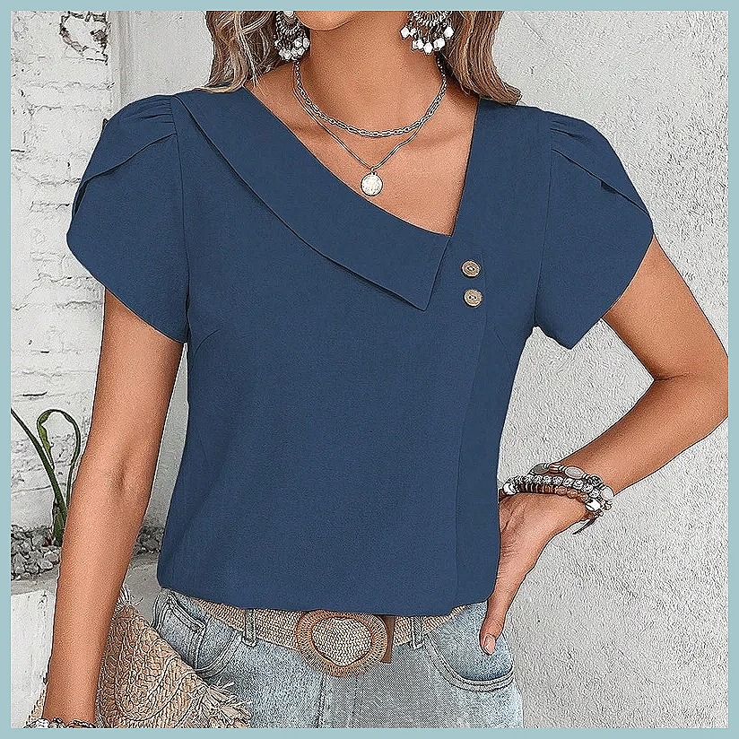 เสื้อเบลาส์สีพื้นสไตล์วินเทจสำ - Vintage Fashion บทวิจารณ์และราคา