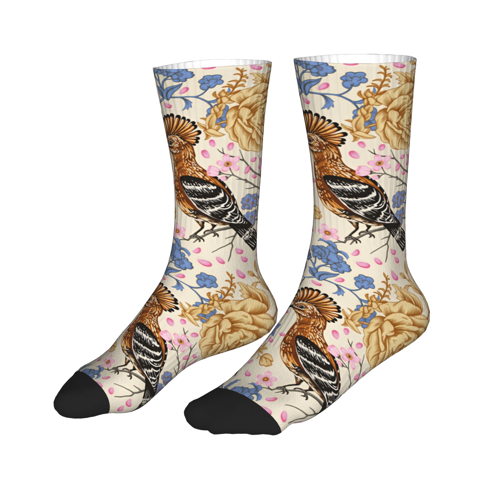 Hoopoe Bird Blue Peony ถุงเท้า - Vintage Fashion Mens บทวิจารณ์และราคา