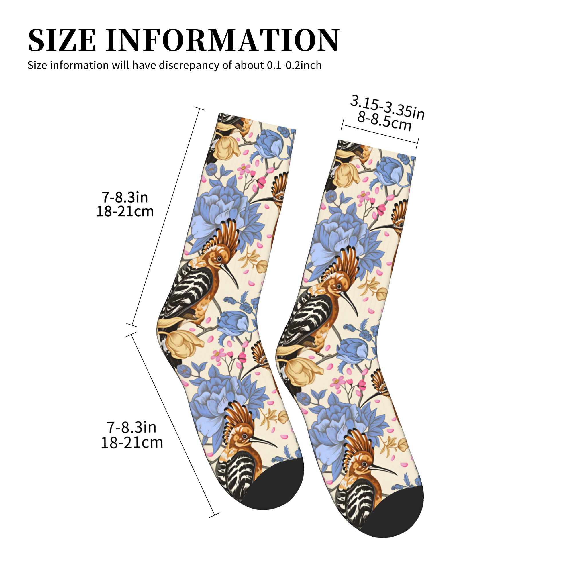 Hoopoe Bird Blue Peony ถุงเท้า - Vintage Fashion Mens บทวิจารณ์และราคา